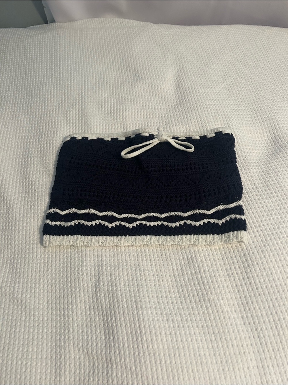 Hollister Navy and White Crochet Tube Tank Top